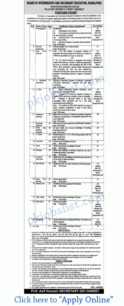 Bise rawalpindi jobs