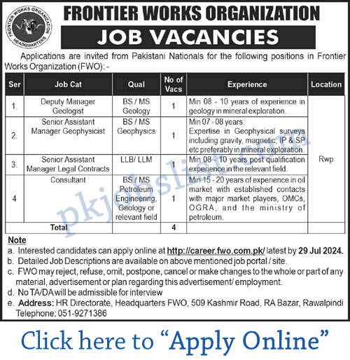 FWO Jobs July 2024