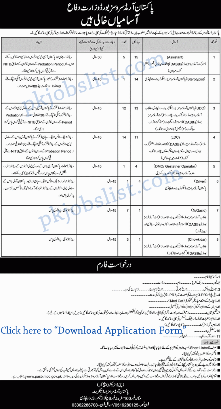 Pasb jobs 2024 july application form pakistan armed services board ministry of defence