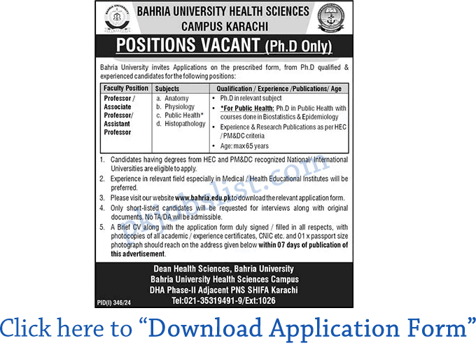 Bahria university karachi jobs