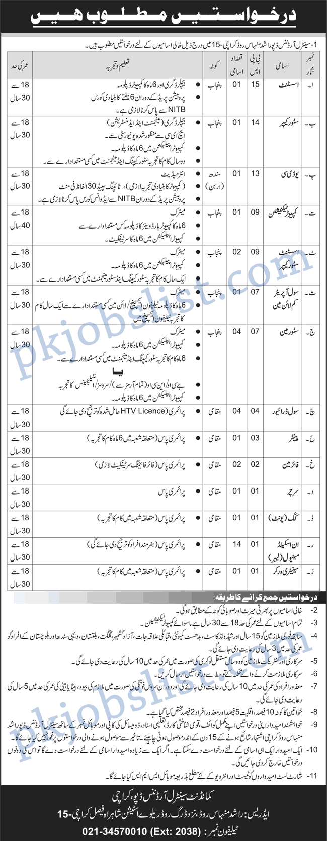 Pak Army Central Ordnance Depot Karachi Jobs August 2024 COD Unskilled Manual USM Labors & More