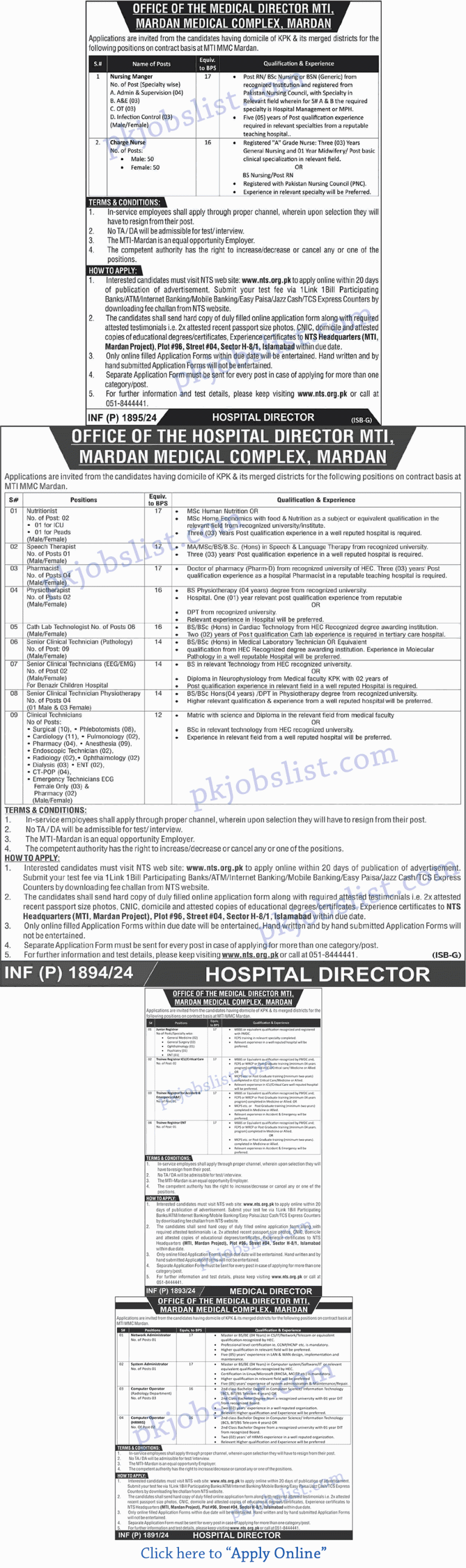 Mardan medical complex jobs august 2024 online apply nts nurses, technicians & more mti