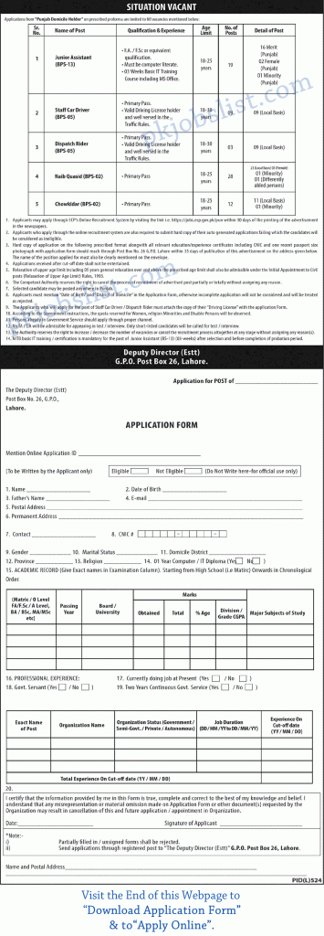 Gpo post box 26 lahore jobs august 2024 election commission of pakistan ecp online & application form