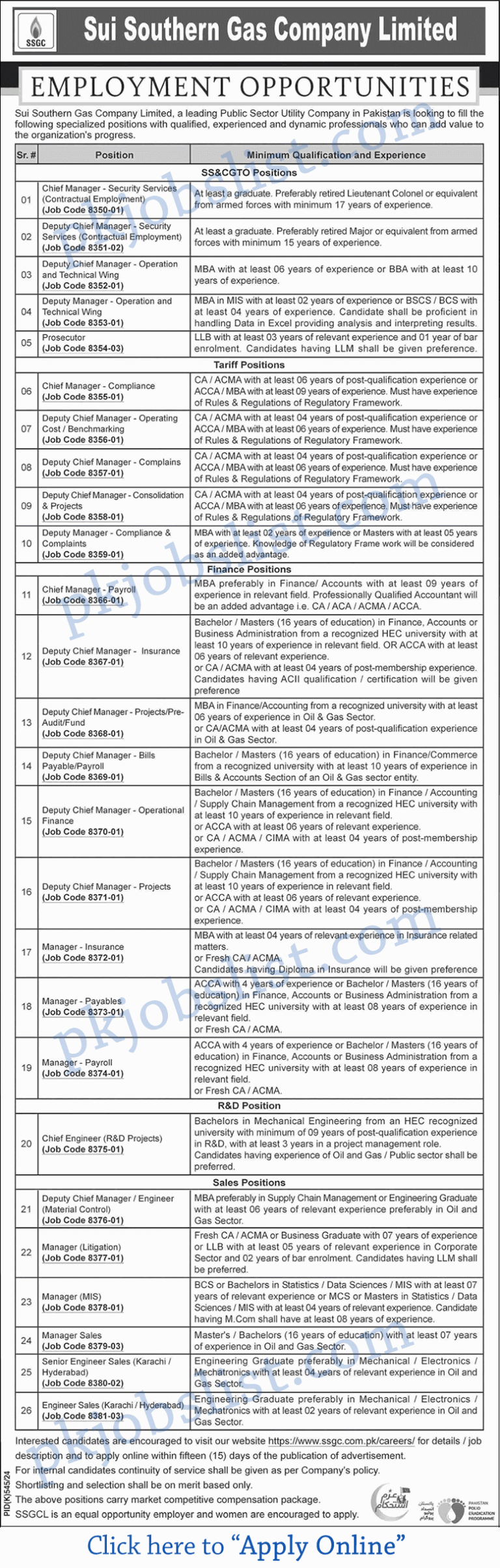 Sui Southern Gas Company Limited Jobs August 2024 September SSGC Apply Online