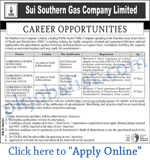 Sui gas jobs august 2024 online apply sui southern gas company ssgc limited