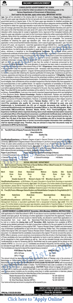 Social Welfare Department Balochistan Jobs September 2024 BPSC Apply Online