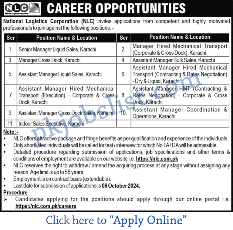 National Logistics Corporation Jobs September 2024 NLC Apply Online