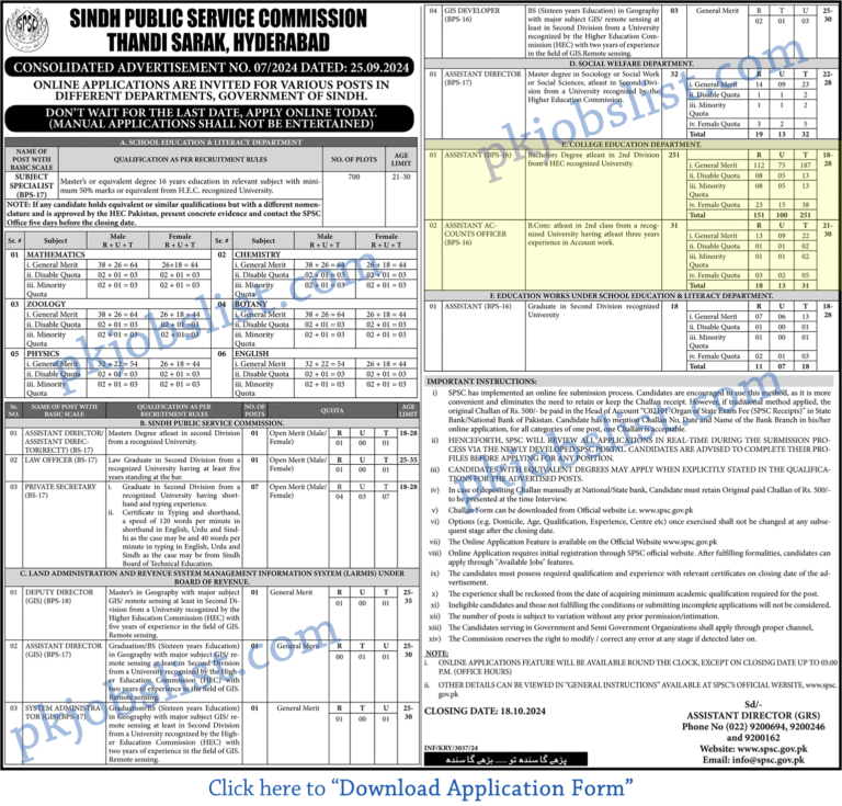 College education department sindh jobs september 2024 assistants & accounts officers