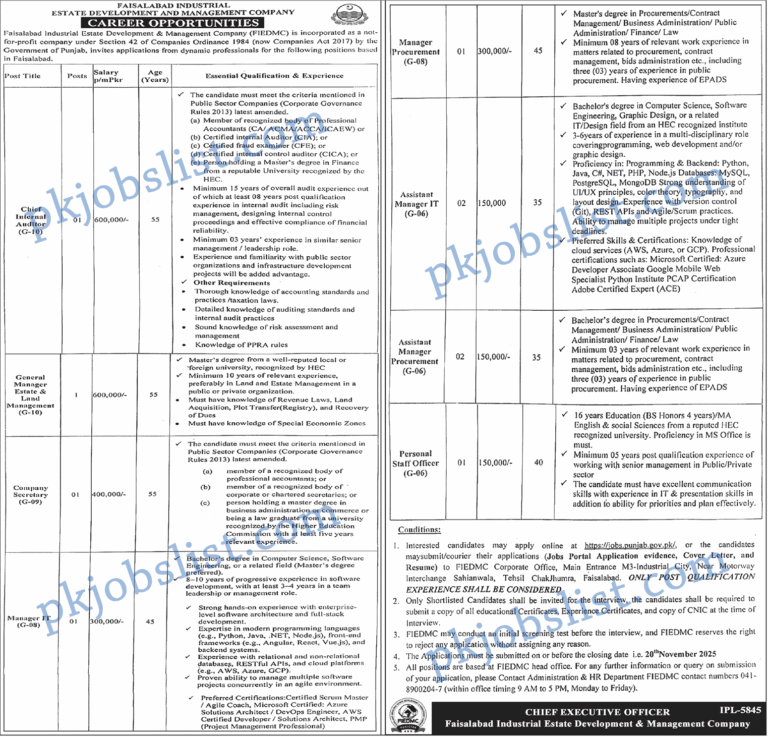 Home 8 FIEDMC Jobs 2025 November Faisalabad