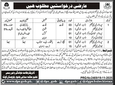 Directorate of Literacy and Non Formal Education Balochistan Jobs 2025 November