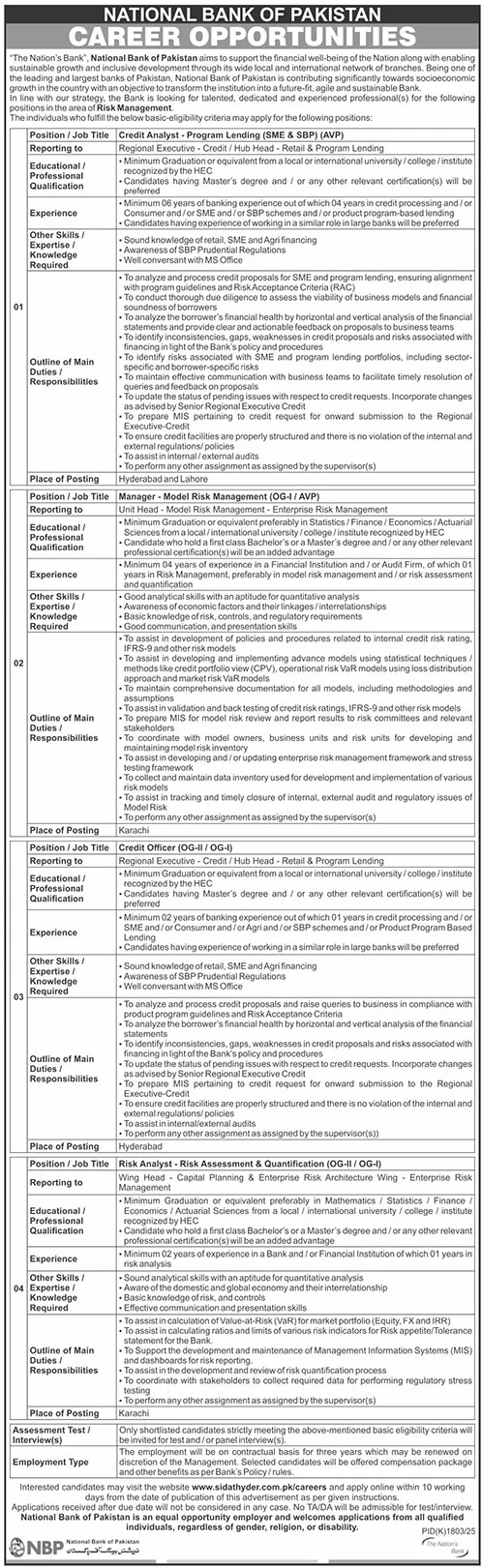 National Bank of Pakistan Jobs 2025 November NBP Apply Online