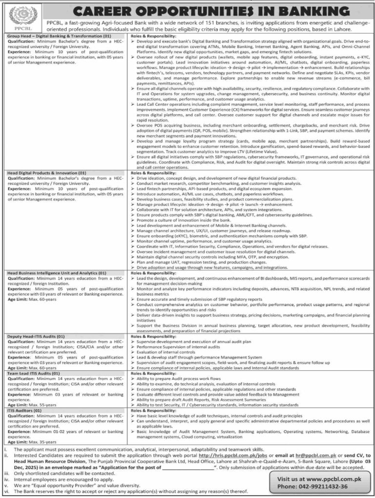 PPCBL Bank Jobs 2025 November Apply Online