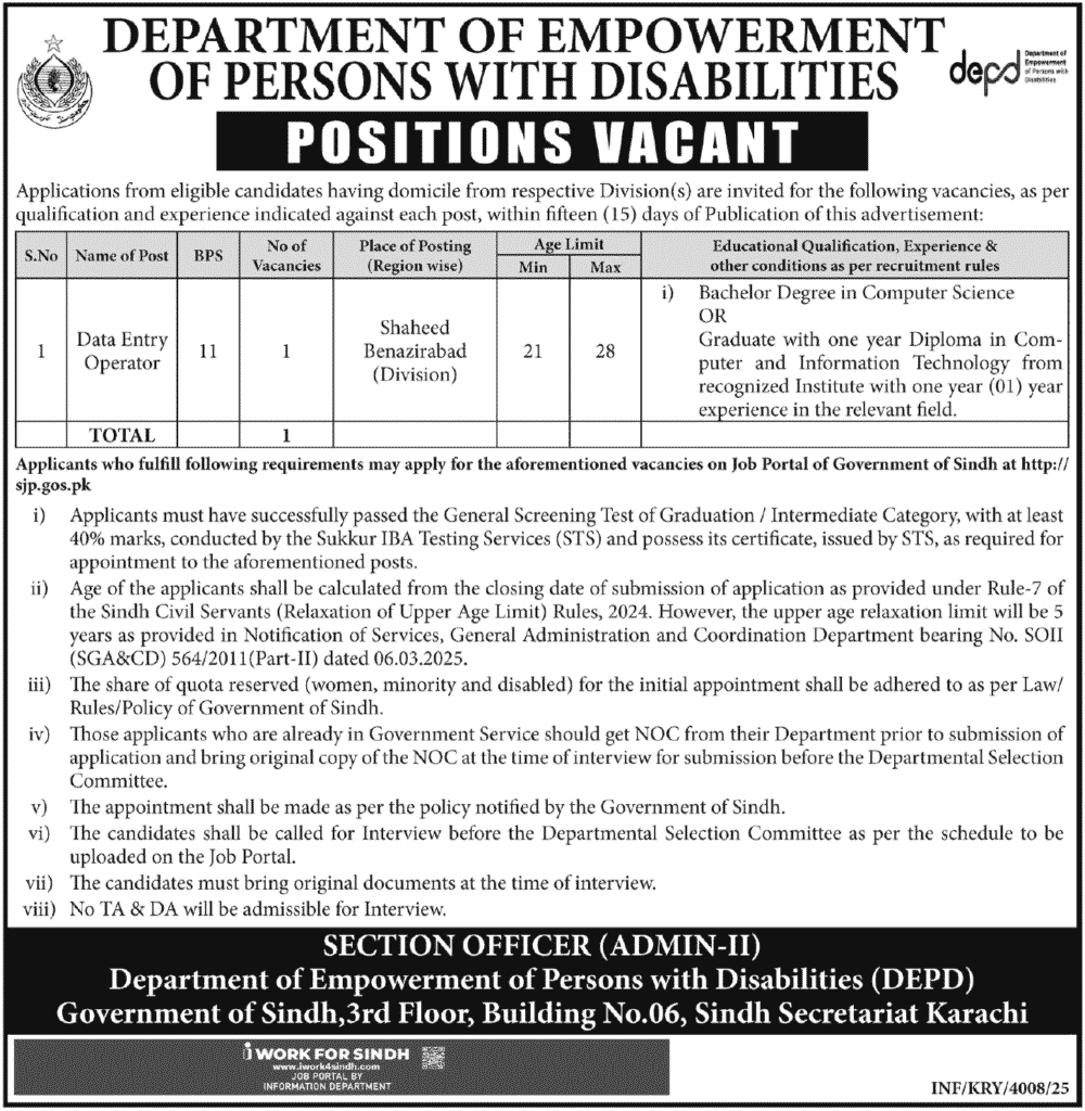 Population Welfare Department Sindh Jobs 2025 November 2 PWD 5 1