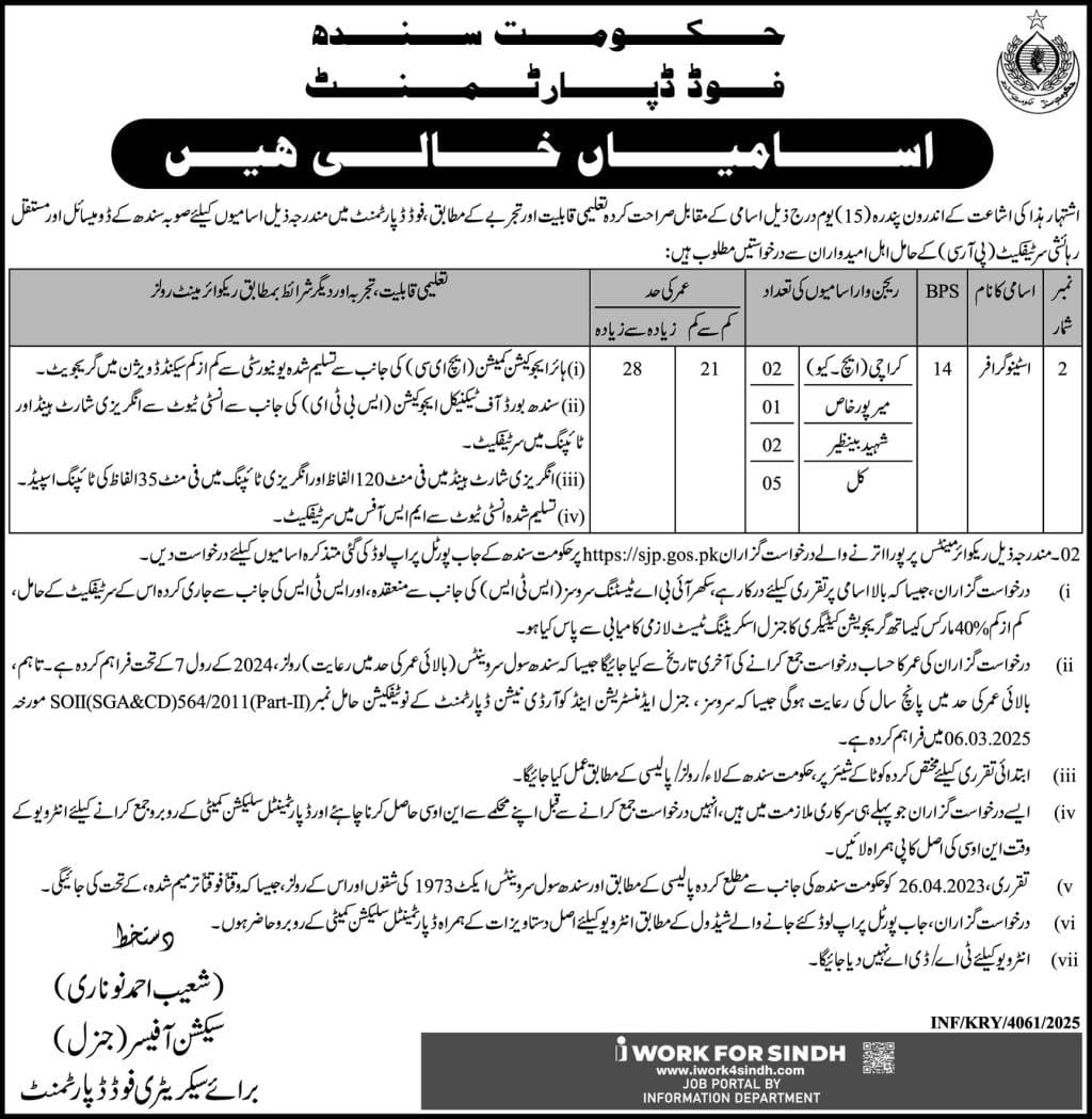 Sindh Food Department Jobs 2025 December Apply Online 7 61 1112067554 1