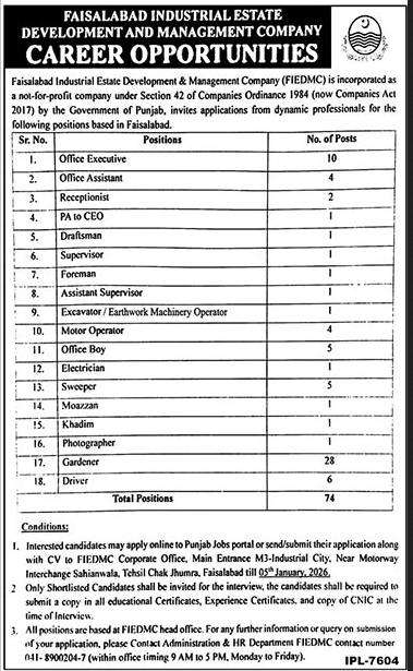 FIEDMC Jobs 2025 December Apply Online