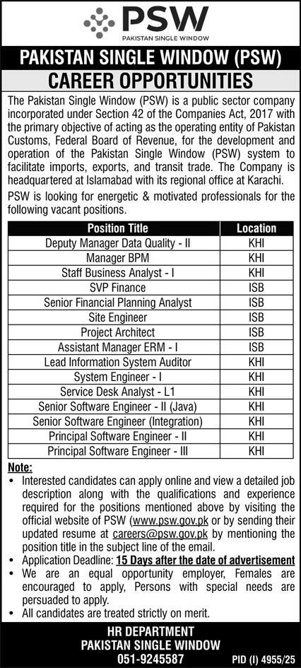 PSW Jobs 2025 December Apply Online