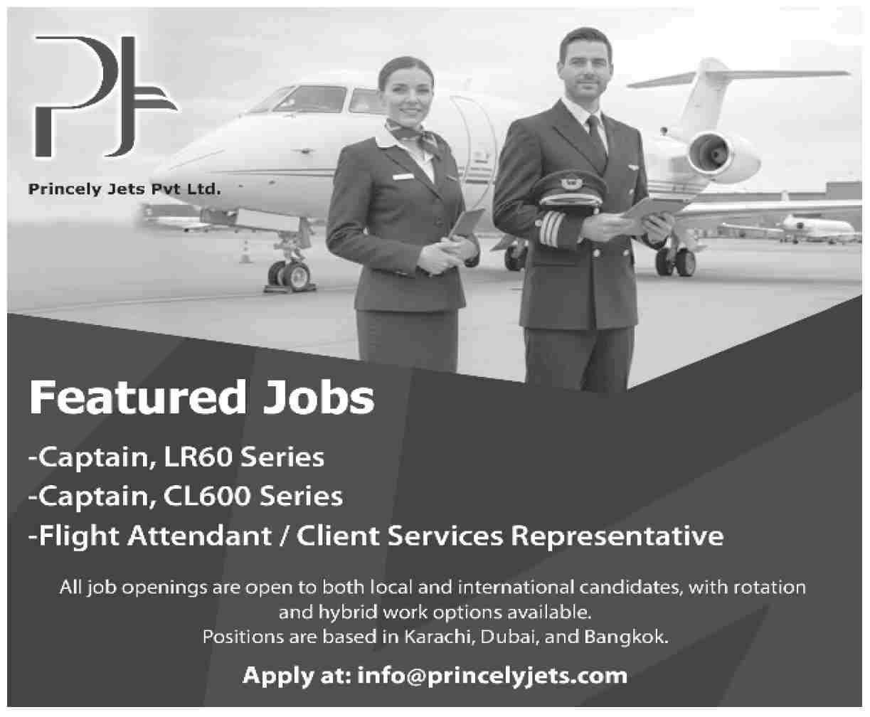 Princely Jets Airline Jobs 2025 2026 Captain Flight Attendant Crew Airhostess