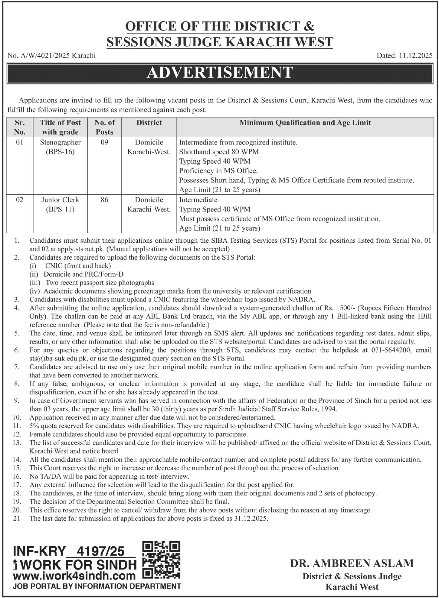 District Court Karachi Jobs 2025 December Apply Online 1 dasj