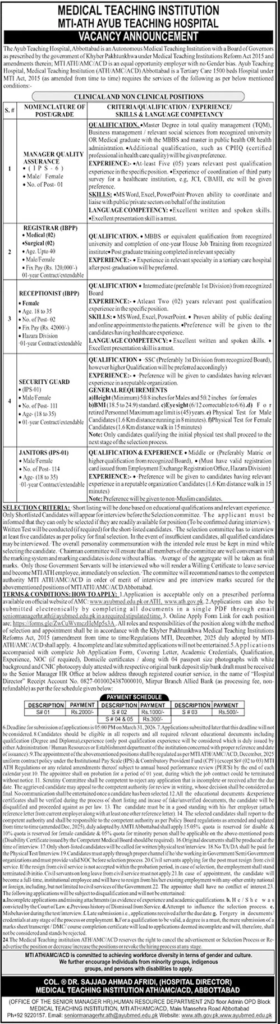 Medical Teaching Institution Abbottabad Jobs 2026 March Security Guards, Janitors & More