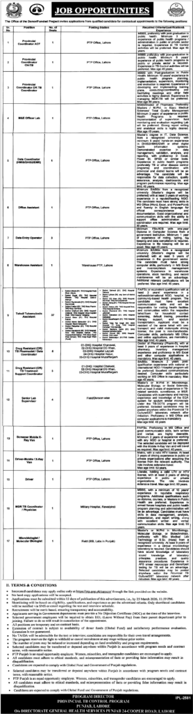 Punjab TB Control Program Jobs 2026 March Apply Online